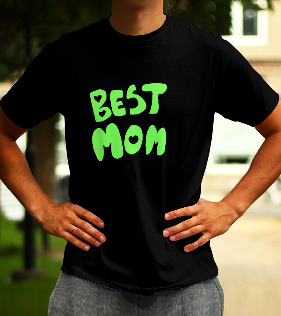 Best Mom Cute Cat Heart Lettering T-Shirt
