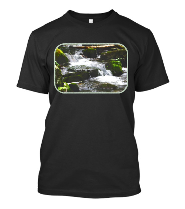 Flowing Stream Over Mossy Rocks - Letting Mother Nature Have Her Way T-Shirt