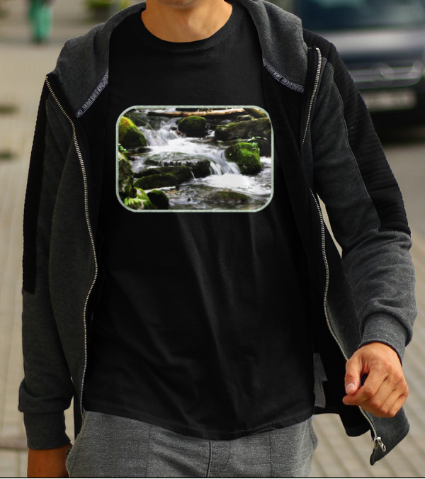 Flowing Stream Over Mossy Rocks - Letting Mother Nature Have Her Way T-Shirt