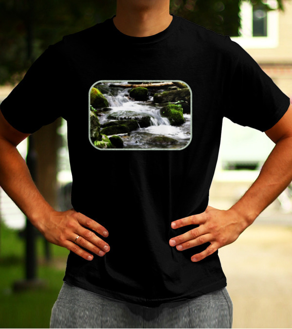 Flowing Stream Over Mossy Rocks - Letting Mother Nature Have Her Way T-Shirt
