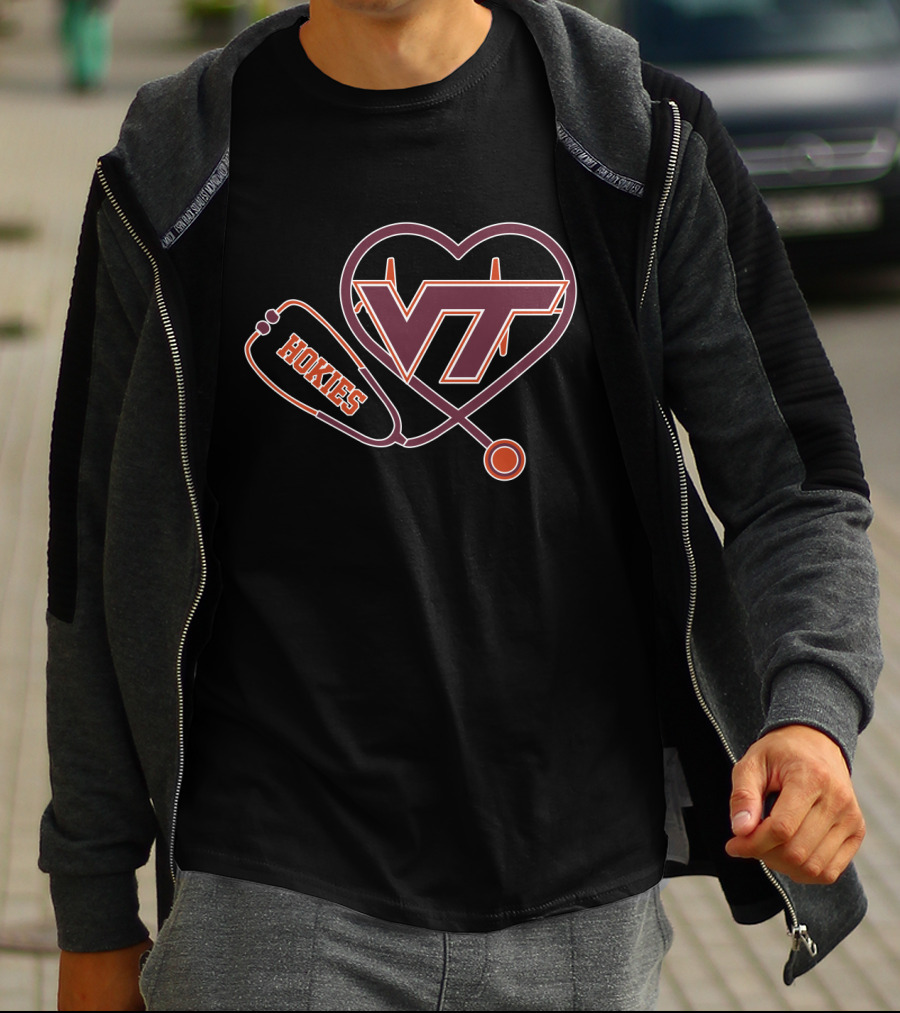 VT Hokies Heart Stethoscope T-Shirt