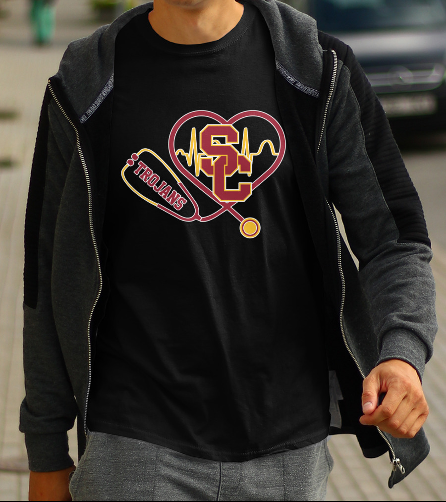 USC Trojans Heartbeat Stethoscope T-Shirt