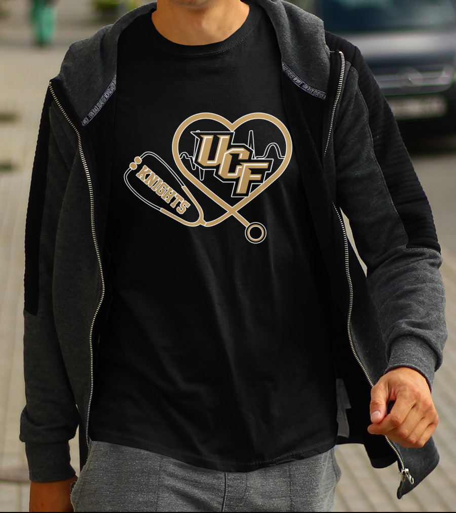 UCF Knights Heart Stethoscope EKG T-Shirt