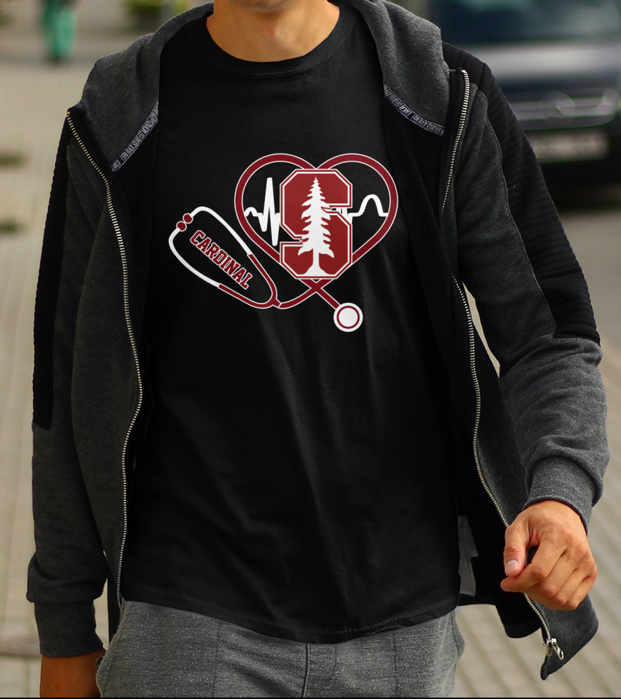 Stanford Cardinal Medical Stethoscope Heartbeat T-Shirt