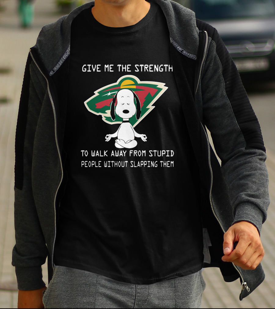 Give Me The Strength Minnesota Wild Snoopy Meditation Humor T-Shirt