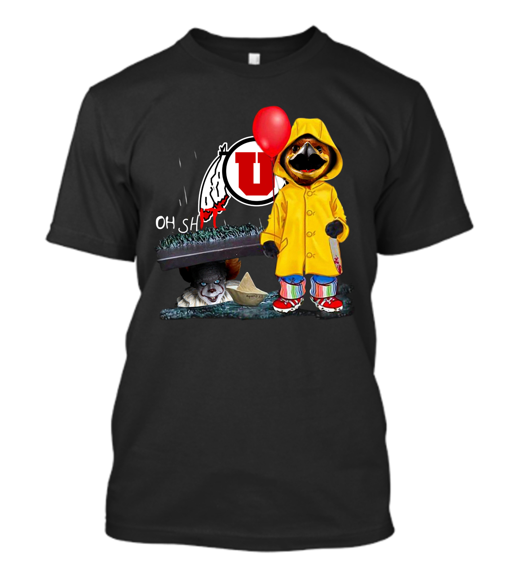 Utah Utes Oh Shh Pennywise Yellow Raincoat Red Balloon T-Shirt