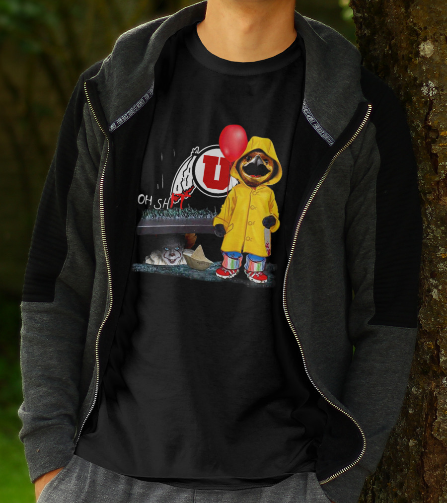 Utah Utes Oh Shh Pennywise Yellow Raincoat Red Balloon T-Shirt