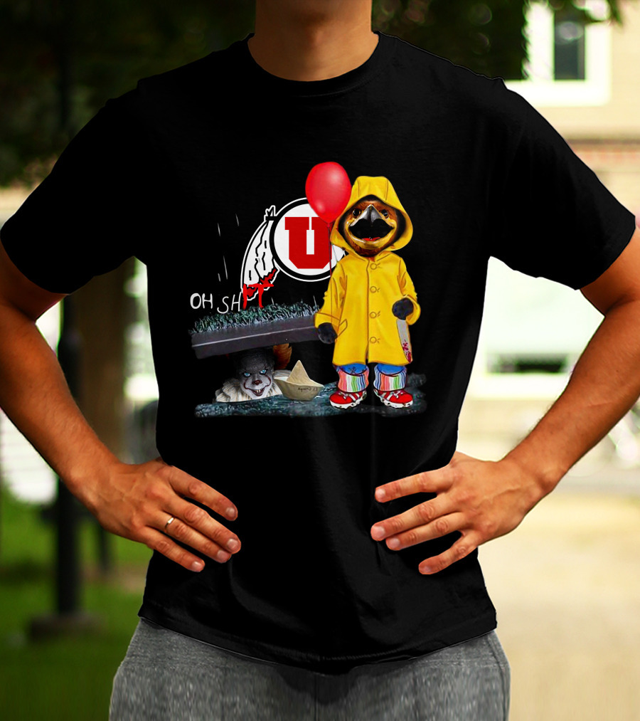 Utah Utes Oh Shh Pennywise Yellow Raincoat Red Balloon T-Shirt
