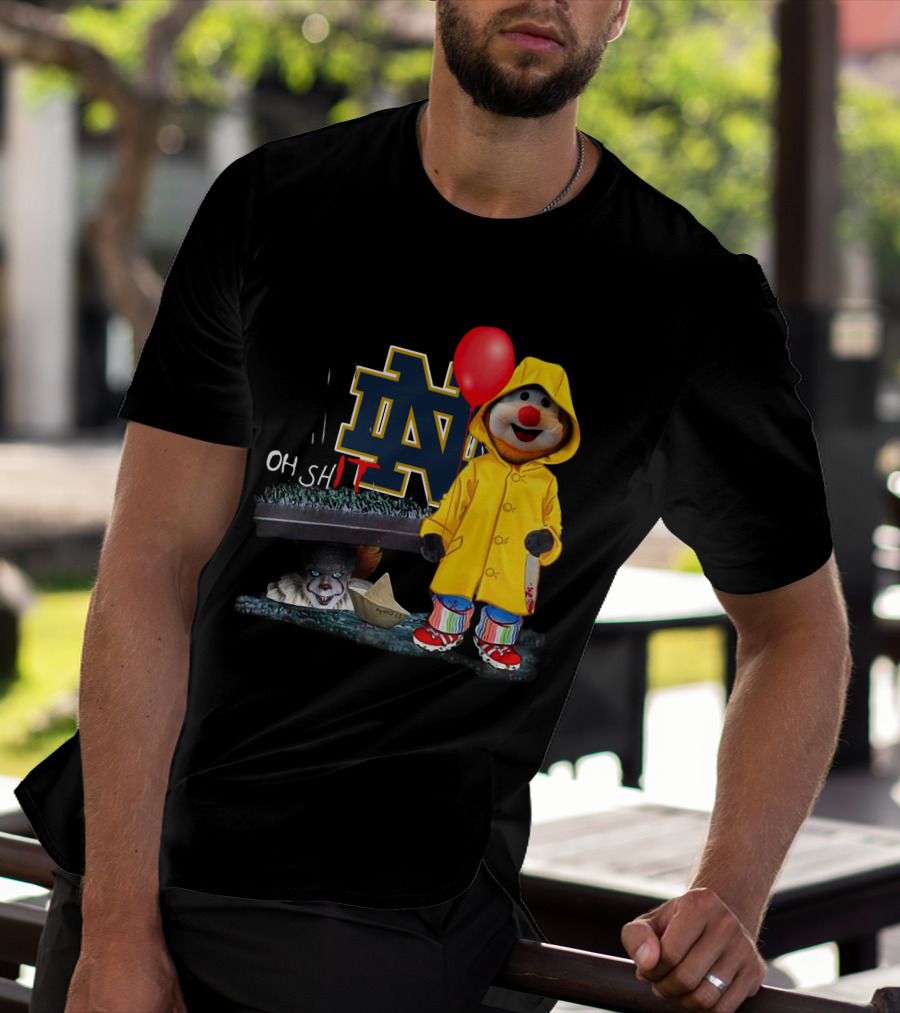 Notre Dame Fighting IrishDs Pennywise Clown Mashup Oh Shit Balloon T-Shirt