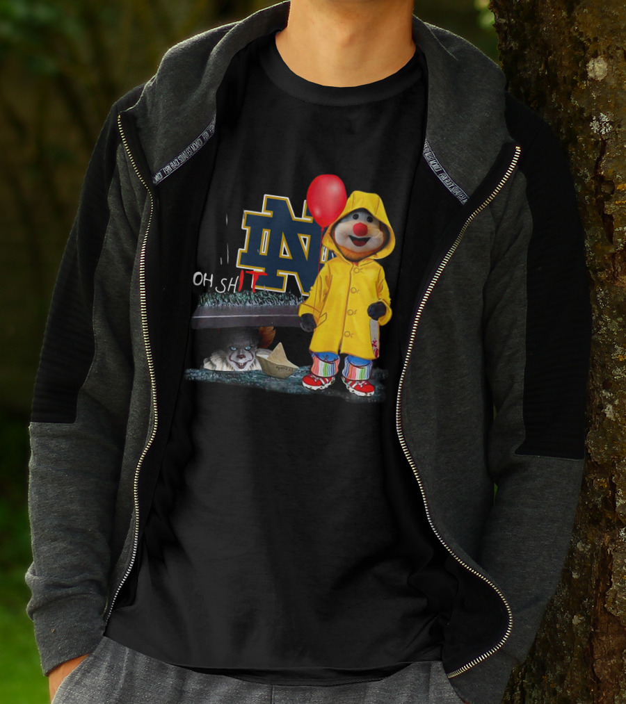 Notre Dame Fighting IrishDs Pennywise Clown Mashup Oh Shit Balloon T-Shirt