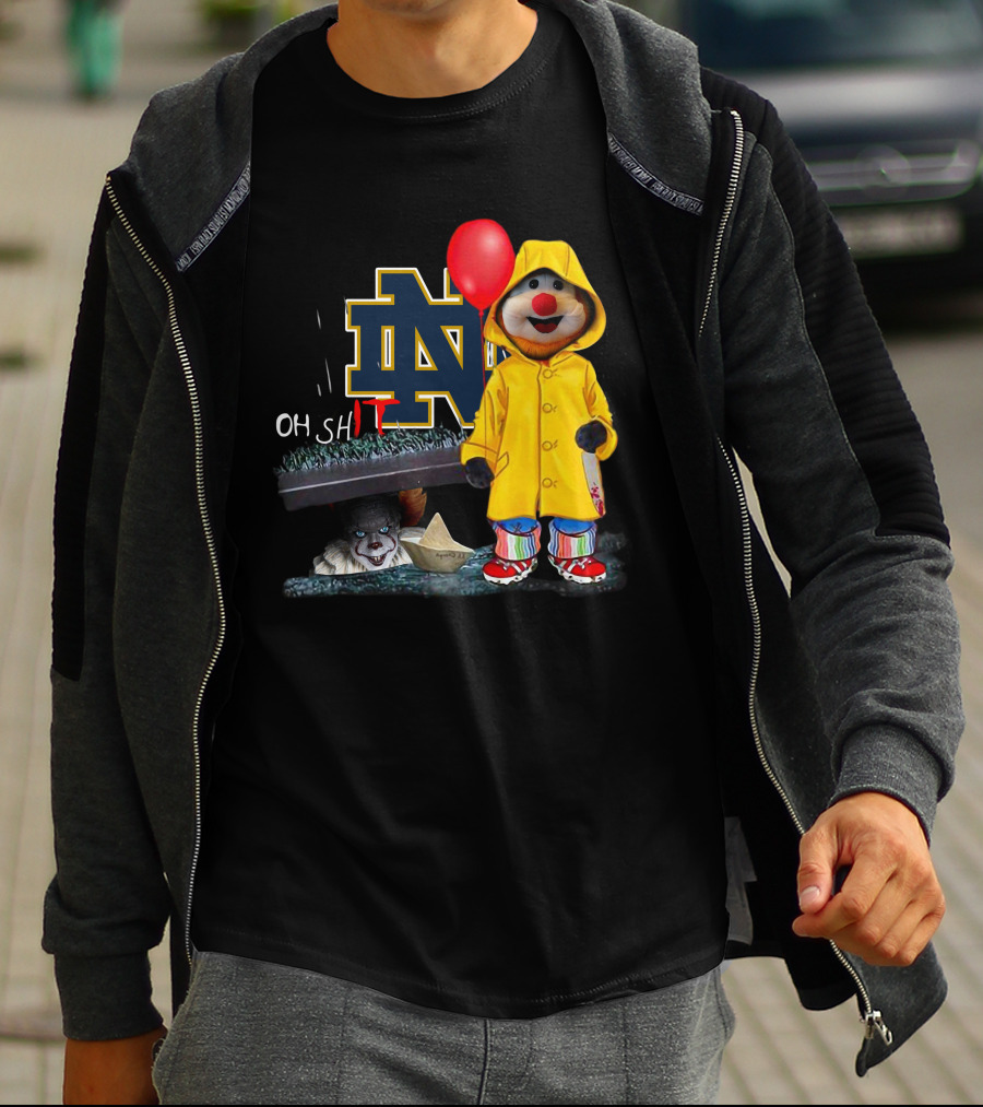 Notre Dame Fighting IrishDs Pennywise Clown Mashup Oh Shit Balloon T-Shirt