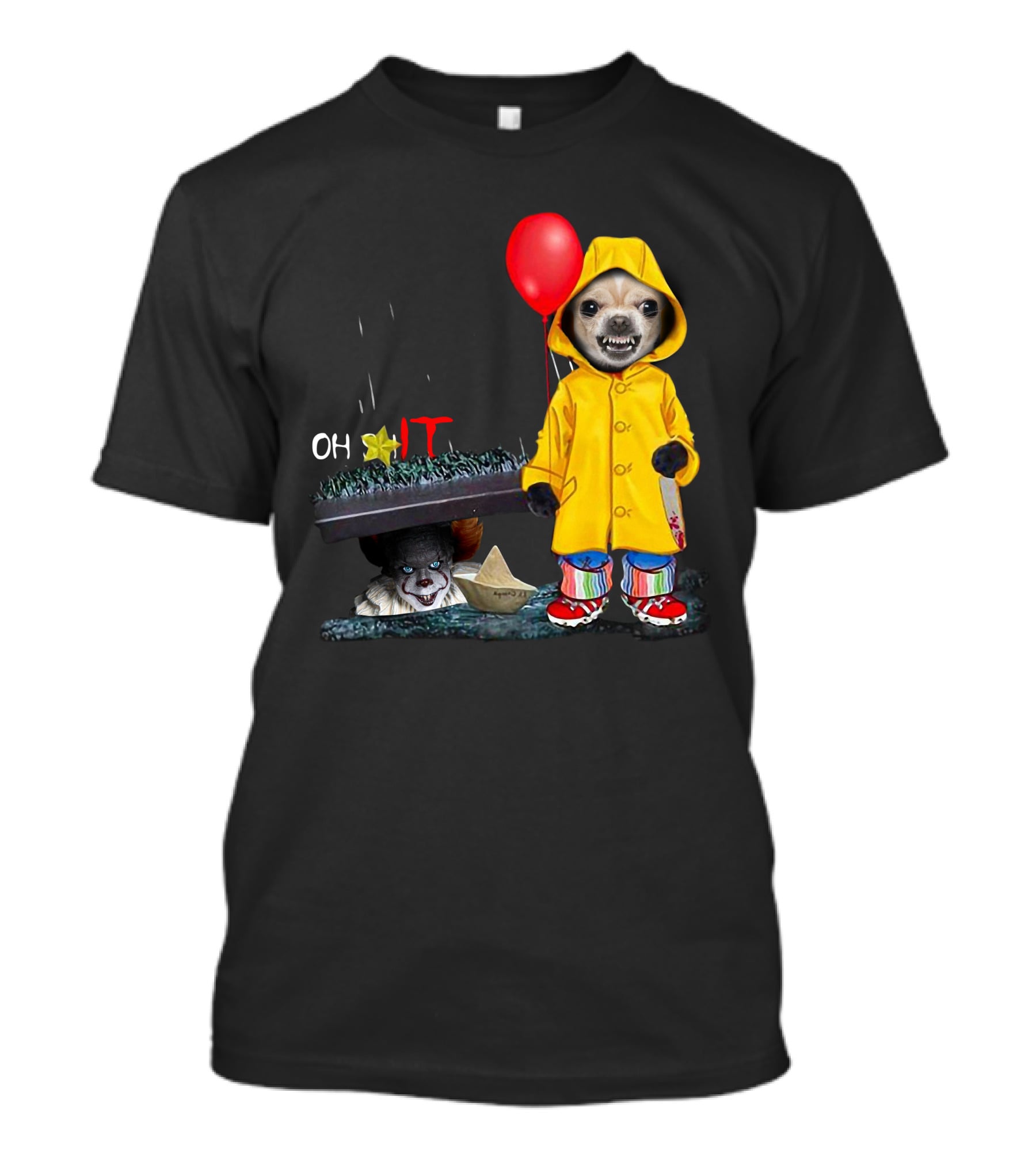 Oh ★IT ChihuahuaDs Raincoat Red Balloon Pennywise Sewers T-Shirt