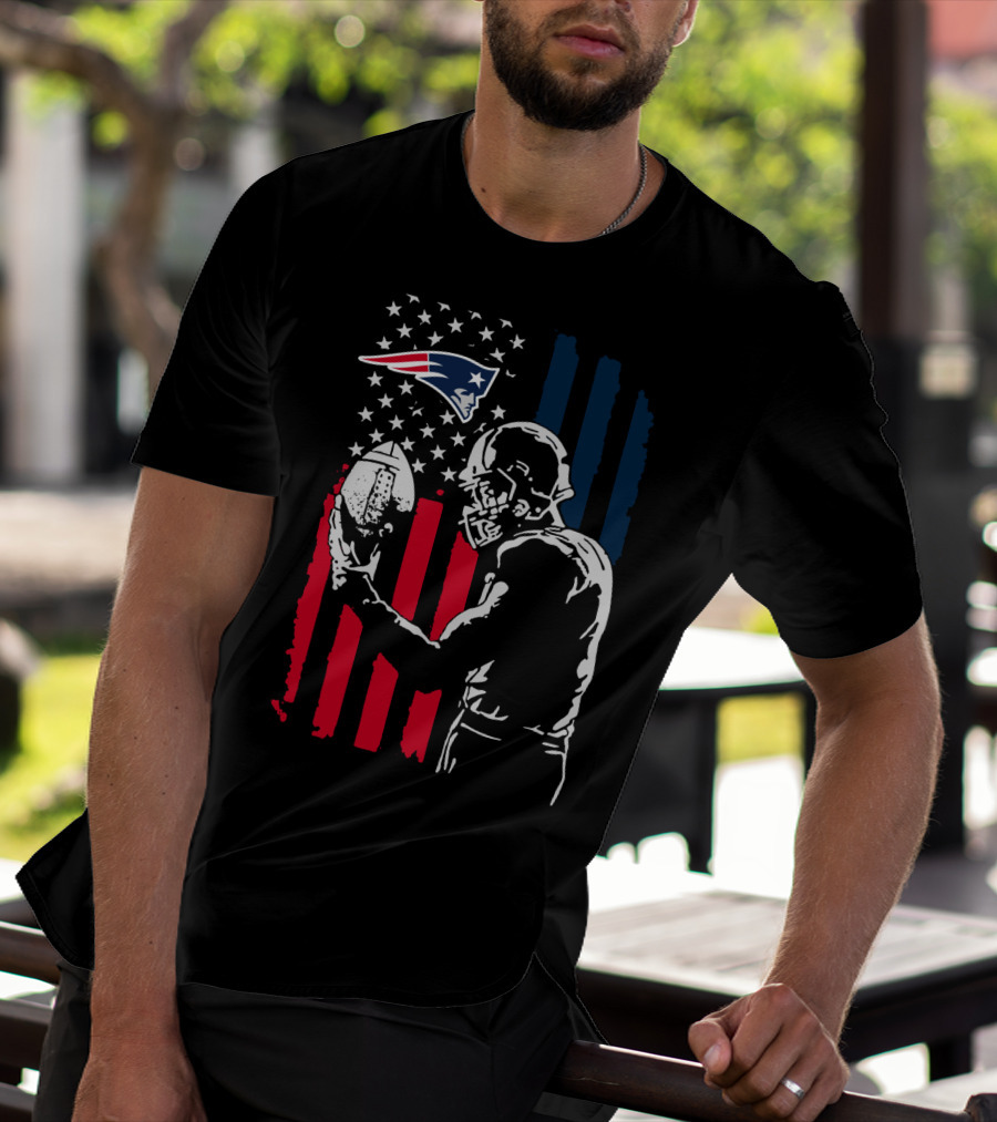 New England Patriots American Flag Football Player Nfl T-Shirt