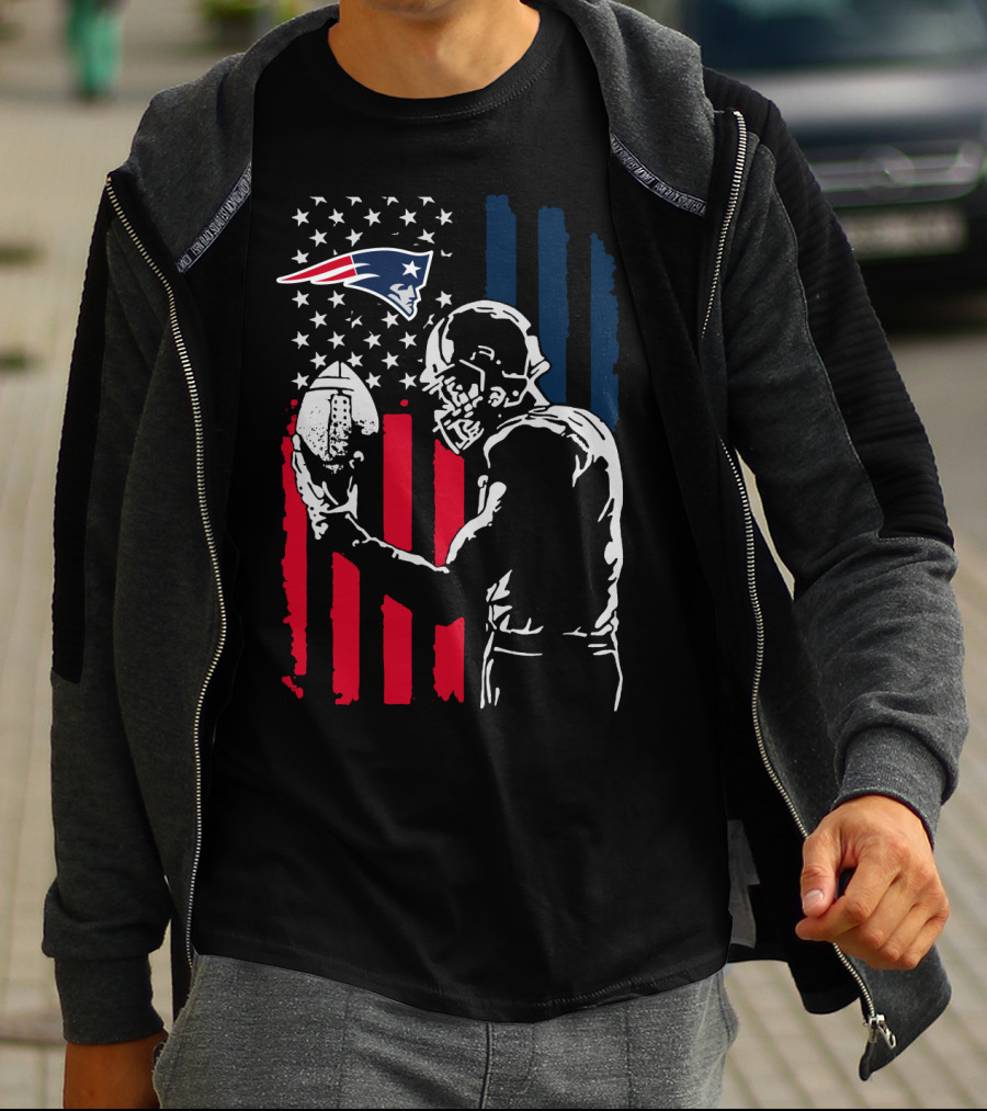 New England Patriots American Flag Football Player Nfl T-Shirt