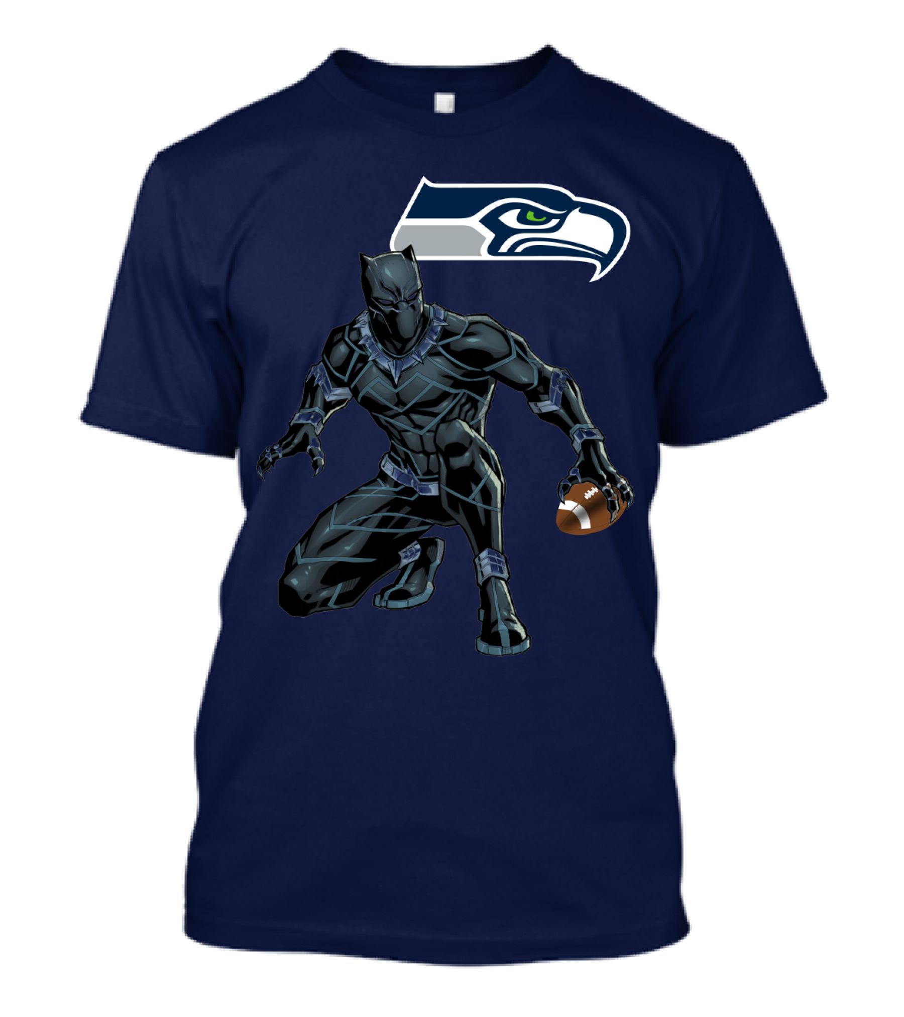 Seattle Seahawks Black Panther Football Character T-Shirt