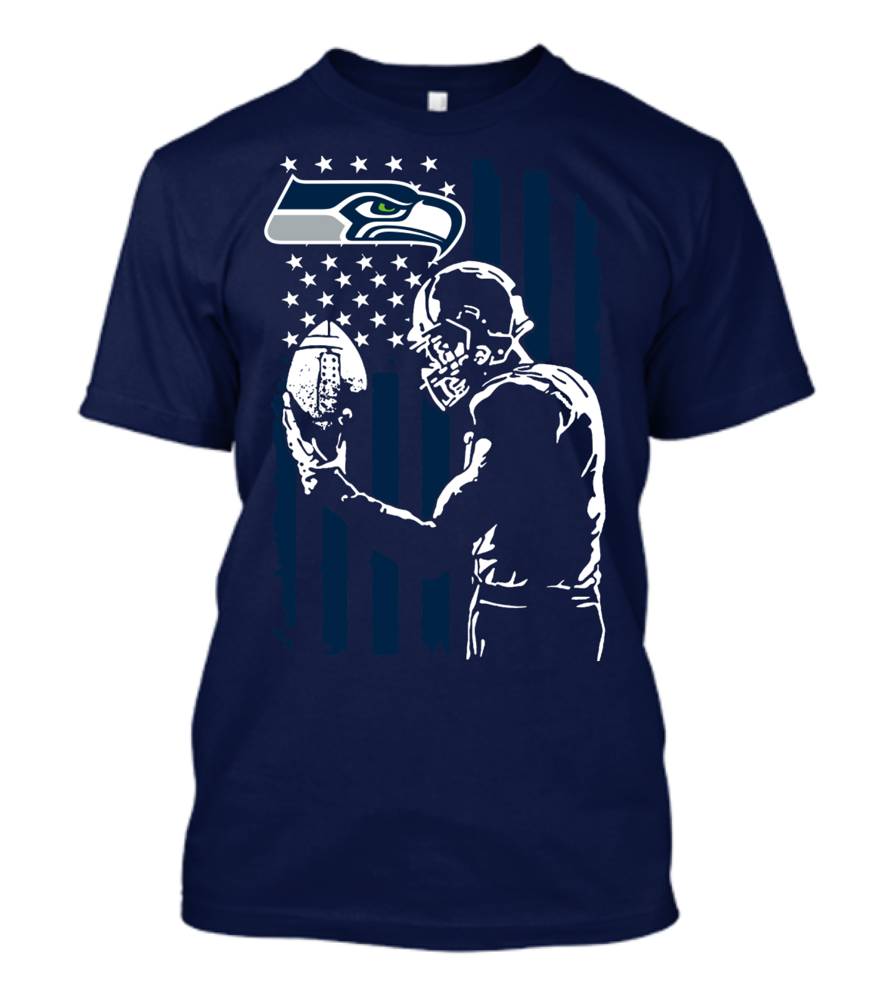 Seattle Seahawks Football Player Stars Stripes Helmet T-Shirt