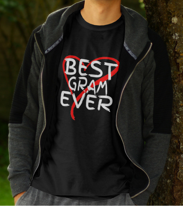 Best Gram Ever Heart Design With Red Heart Background T-Shirt