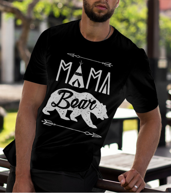 Mama Bear Family Matching Couple Teepee Arrow T-Shirt