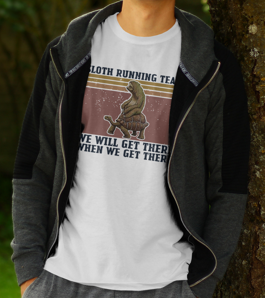 Sloth Running Team We Will Get There When We Get There Vintage Turtle T-Shirt