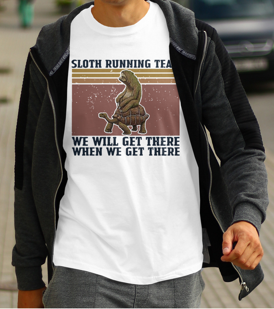 Sloth Running Team We Will Get There When We Get There Vintage Turtle T-Shirt
