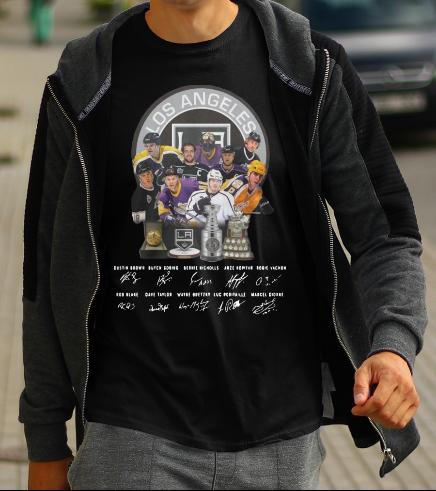 Los Angeles Kings Legends With Player Signatures And Iconic Hockey T-Shirt