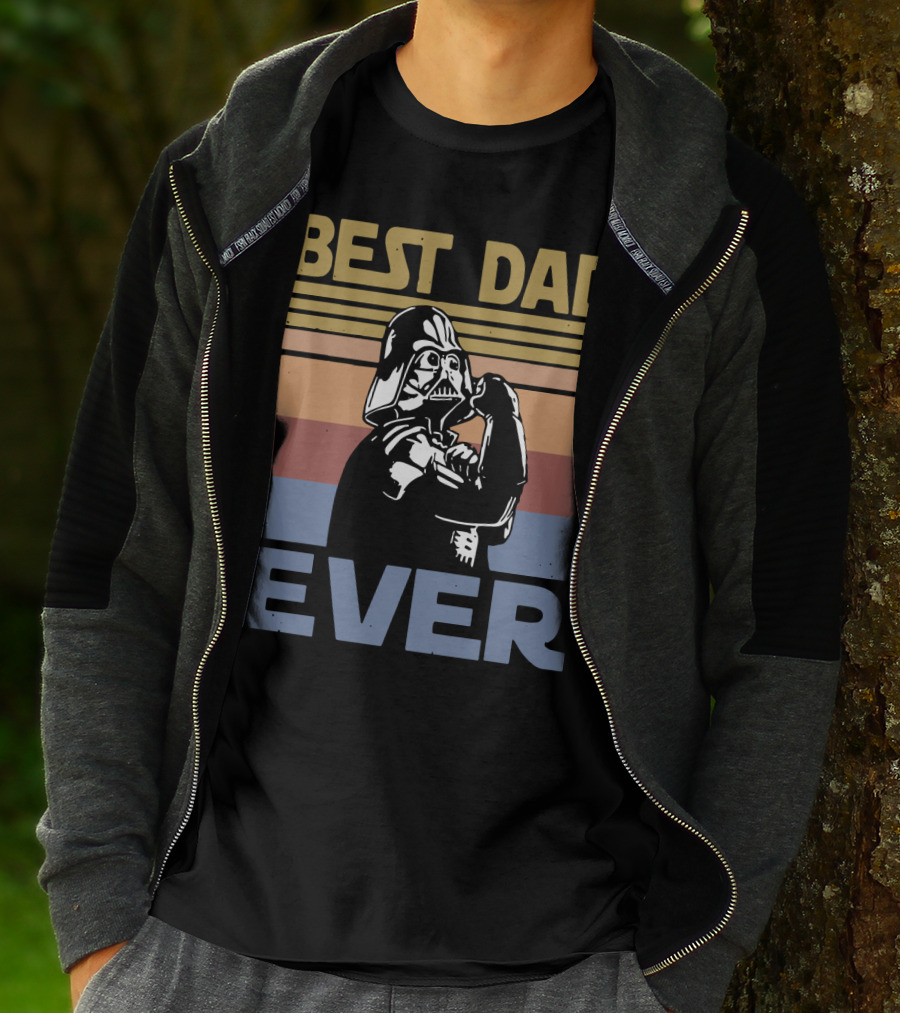 Vintage Best Dad Ever Darth Vader Retro Stripes T-Shirt