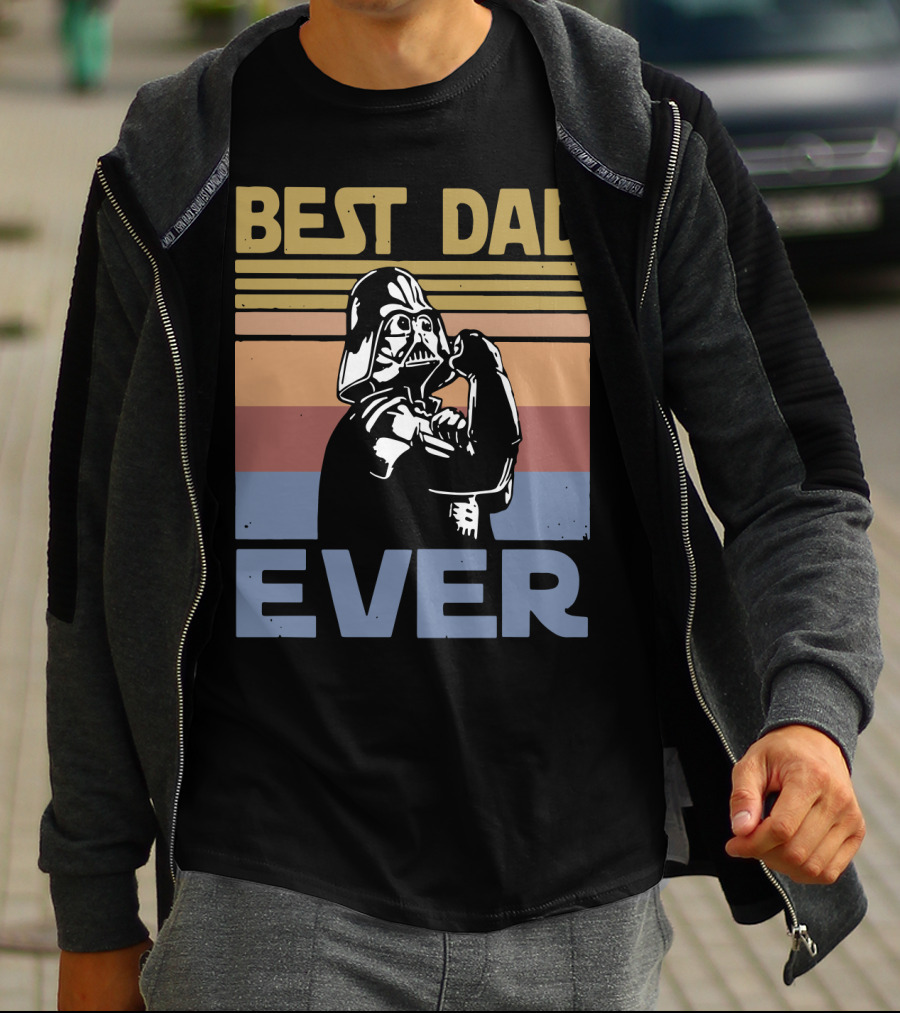 Vintage Best Dad Ever Darth Vader Retro Stripes T-Shirt