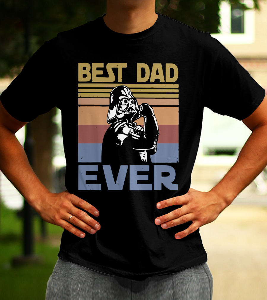 Vintage Best Dad Ever Darth Vader Retro Stripes T-Shirt