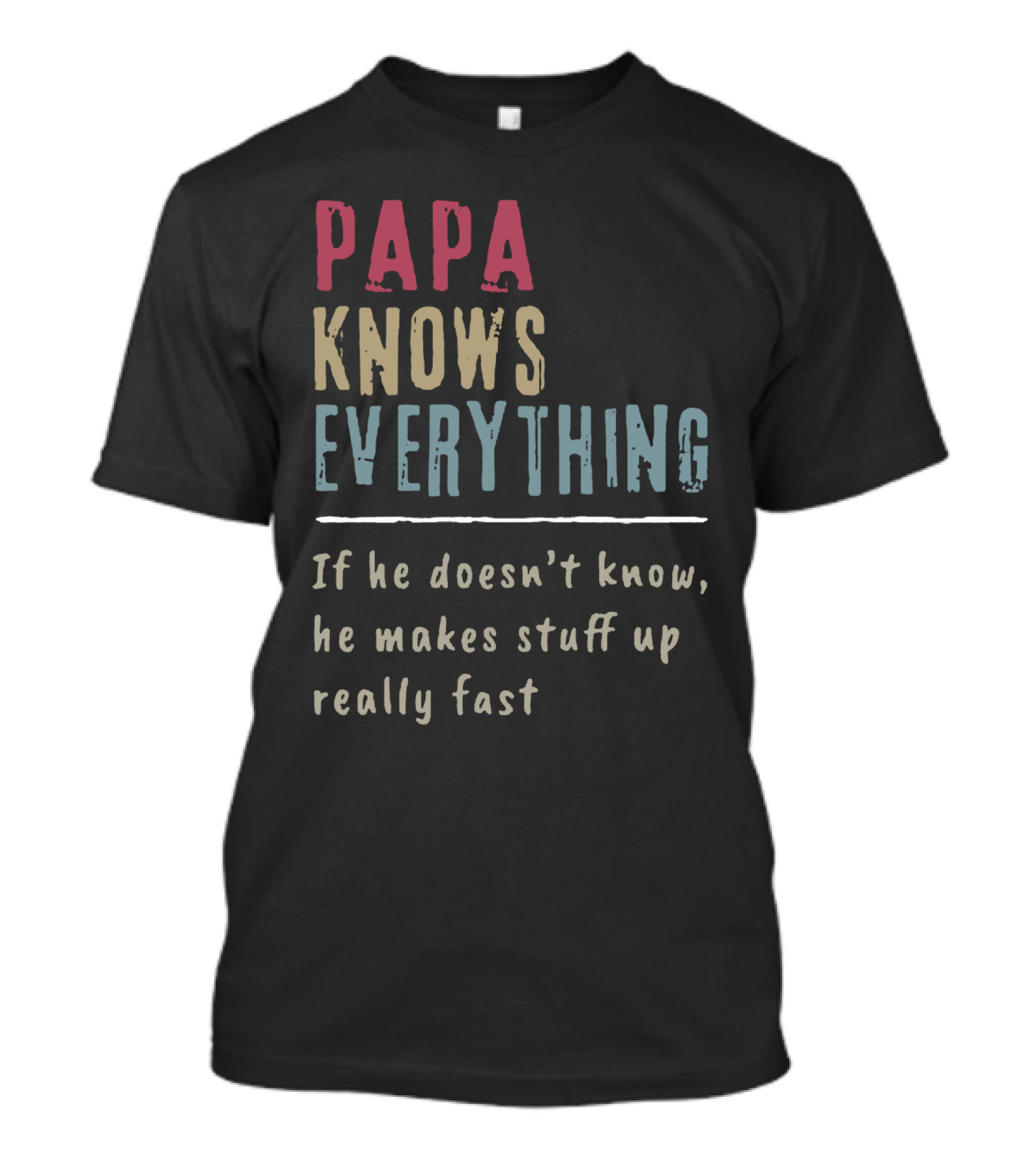Papa Knows Everything If He Doesn't Know He Makes Stuff Up Really Fast Clever Humor T-Shirt