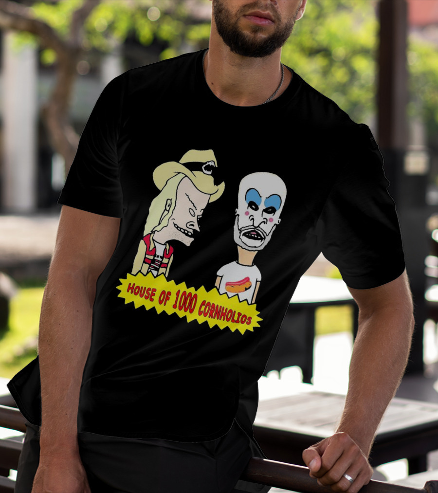House Of 1000 Cornholios Beavis And Butt-Head Style Characters With Costumes T-Shirt