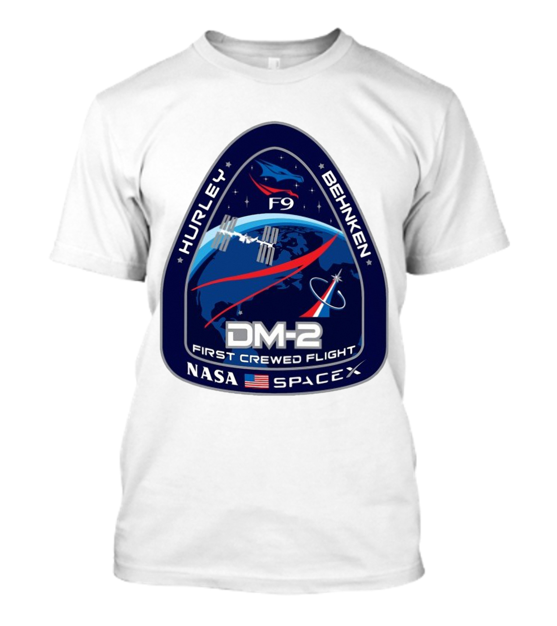 Nasa Spacex DM-2 Hurley Behnken First Crewed Flight F9 Badge T-Shirt