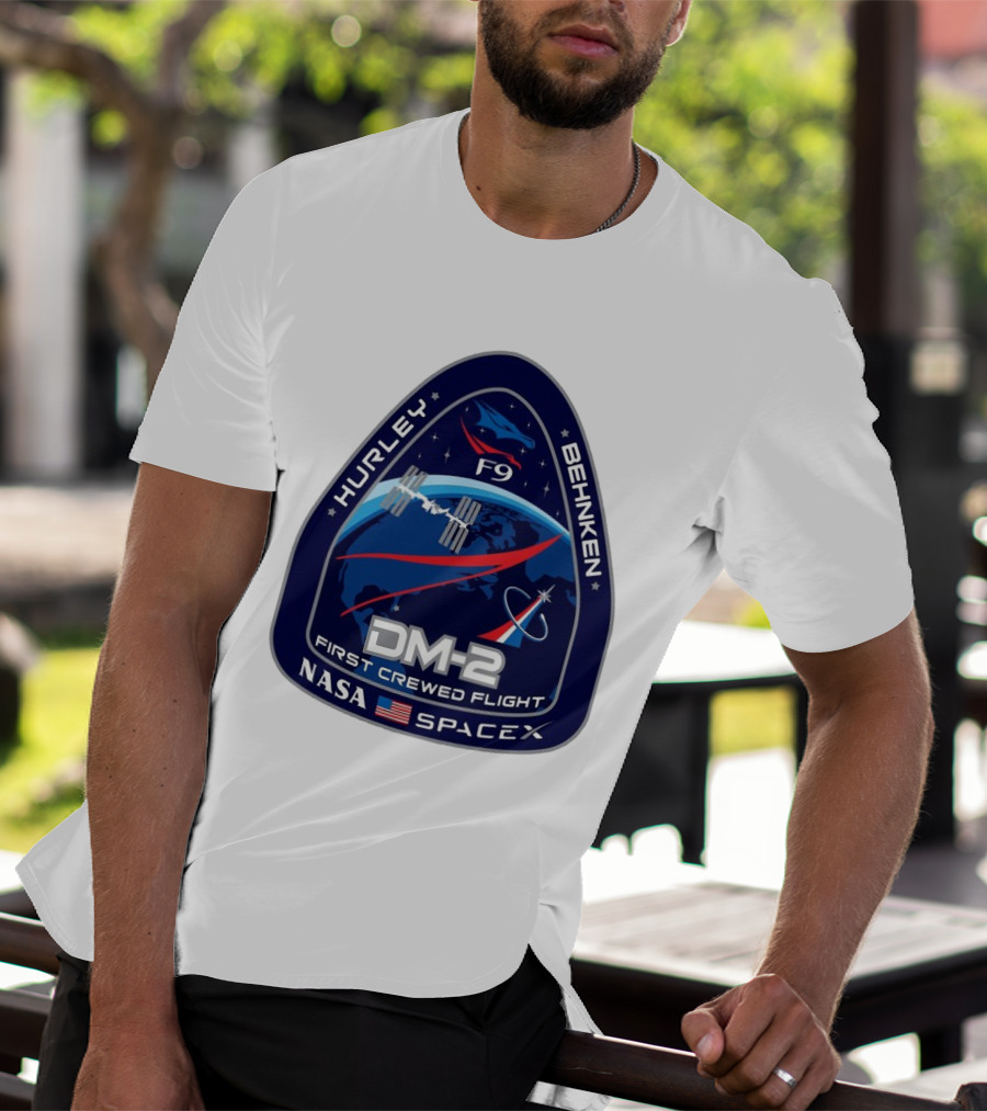 Nasa Spacex DM-2 Hurley Behnken First Crewed Flight F9 Badge T-Shirt