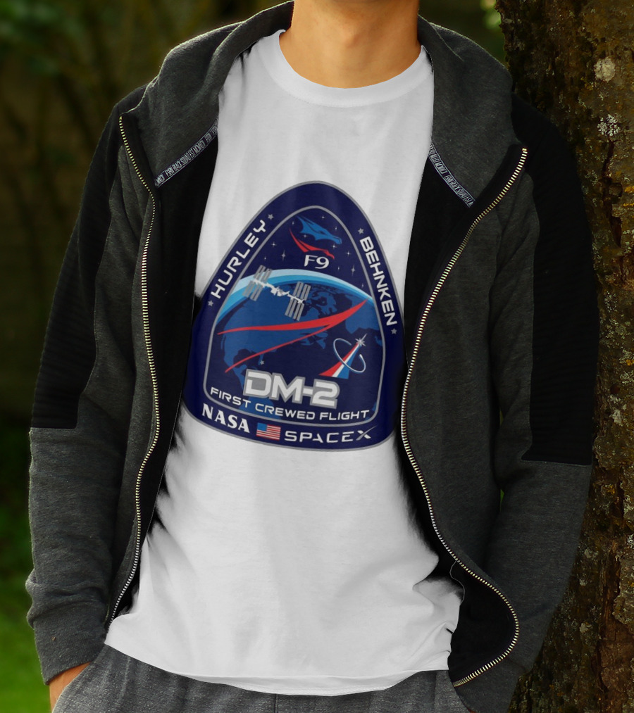 Nasa Spacex DM-2 Hurley Behnken First Crewed Flight F9 Badge T-Shirt