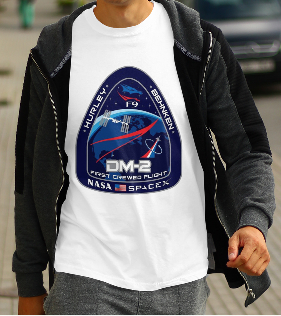 Nasa Spacex DM-2 Hurley Behnken First Crewed Flight F9 Badge T-Shirt