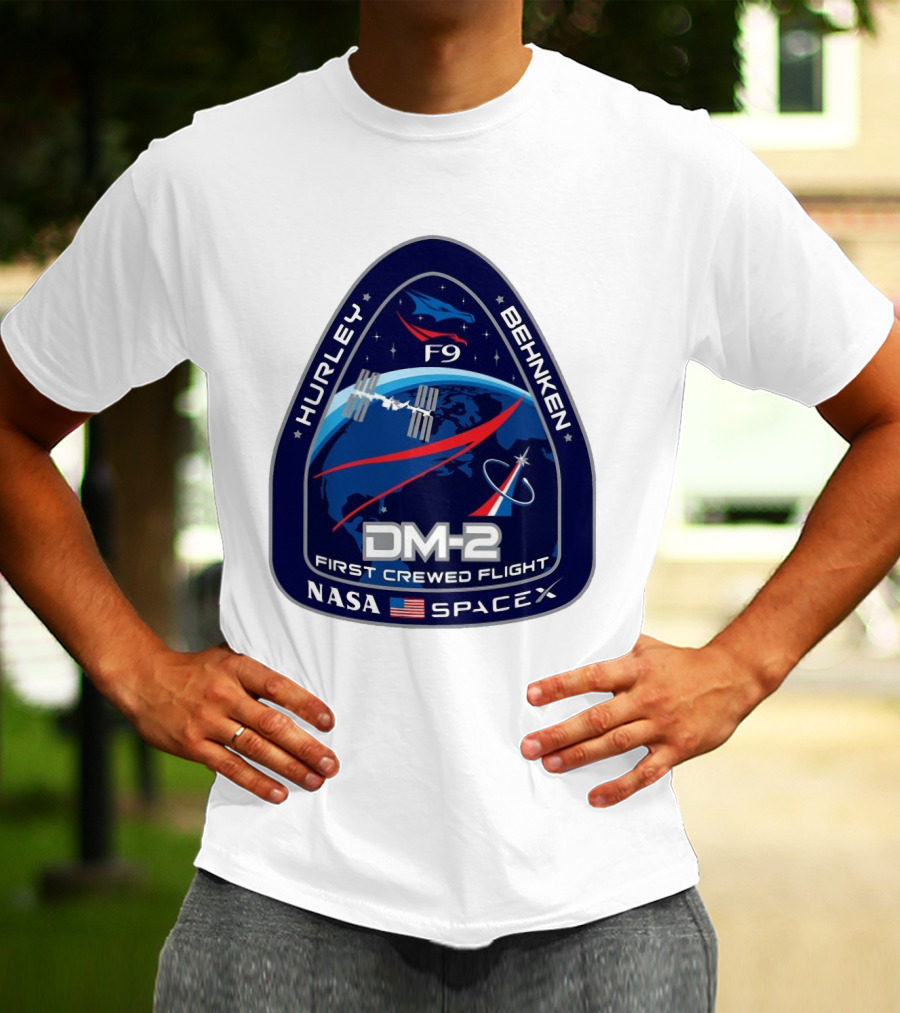 Nasa Spacex DM-2 Hurley Behnken First Crewed Flight F9 Badge T-Shirt