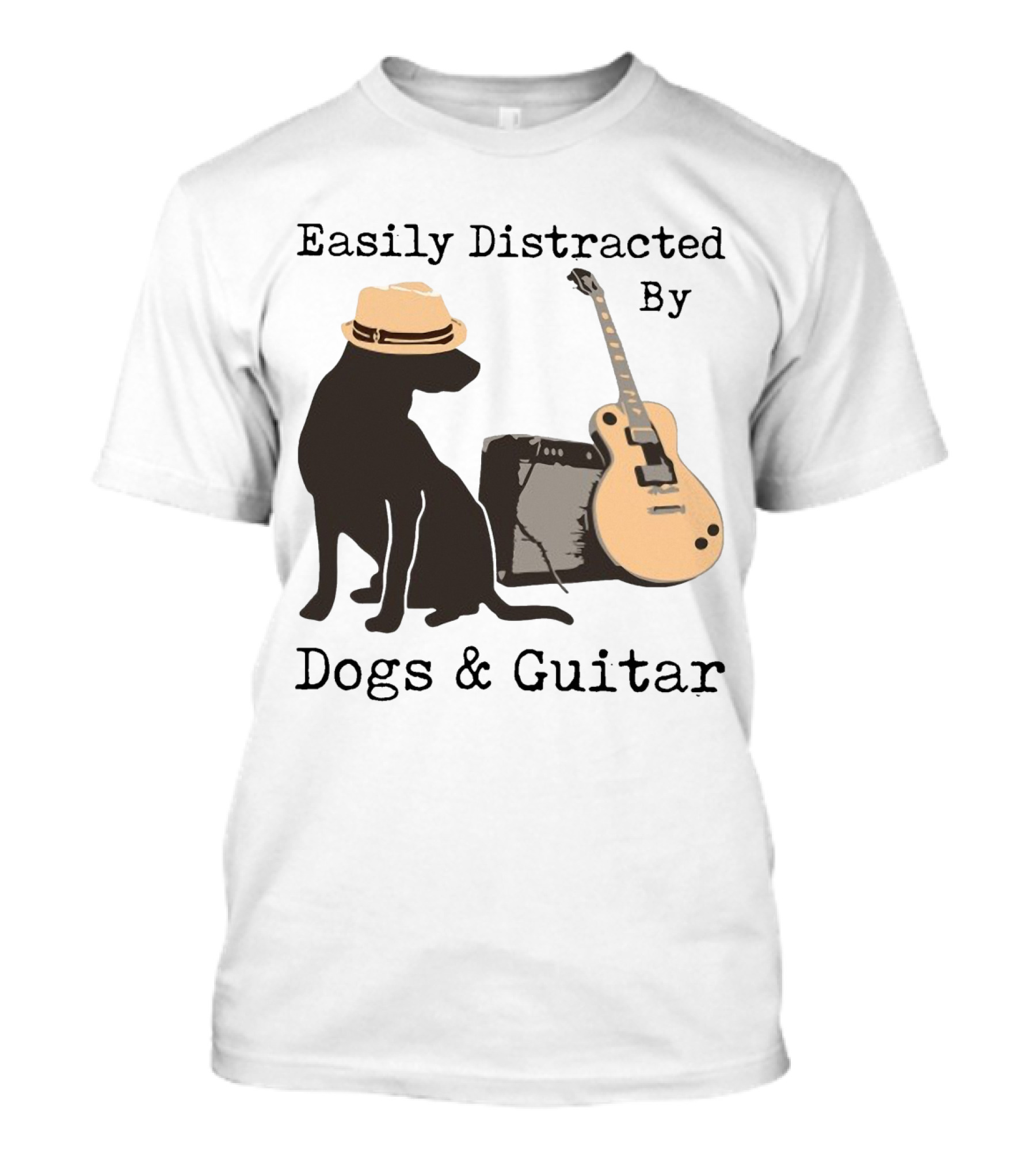 Easily Distracted By Dogs And Guitar Hat And Amplifier T-Shirt