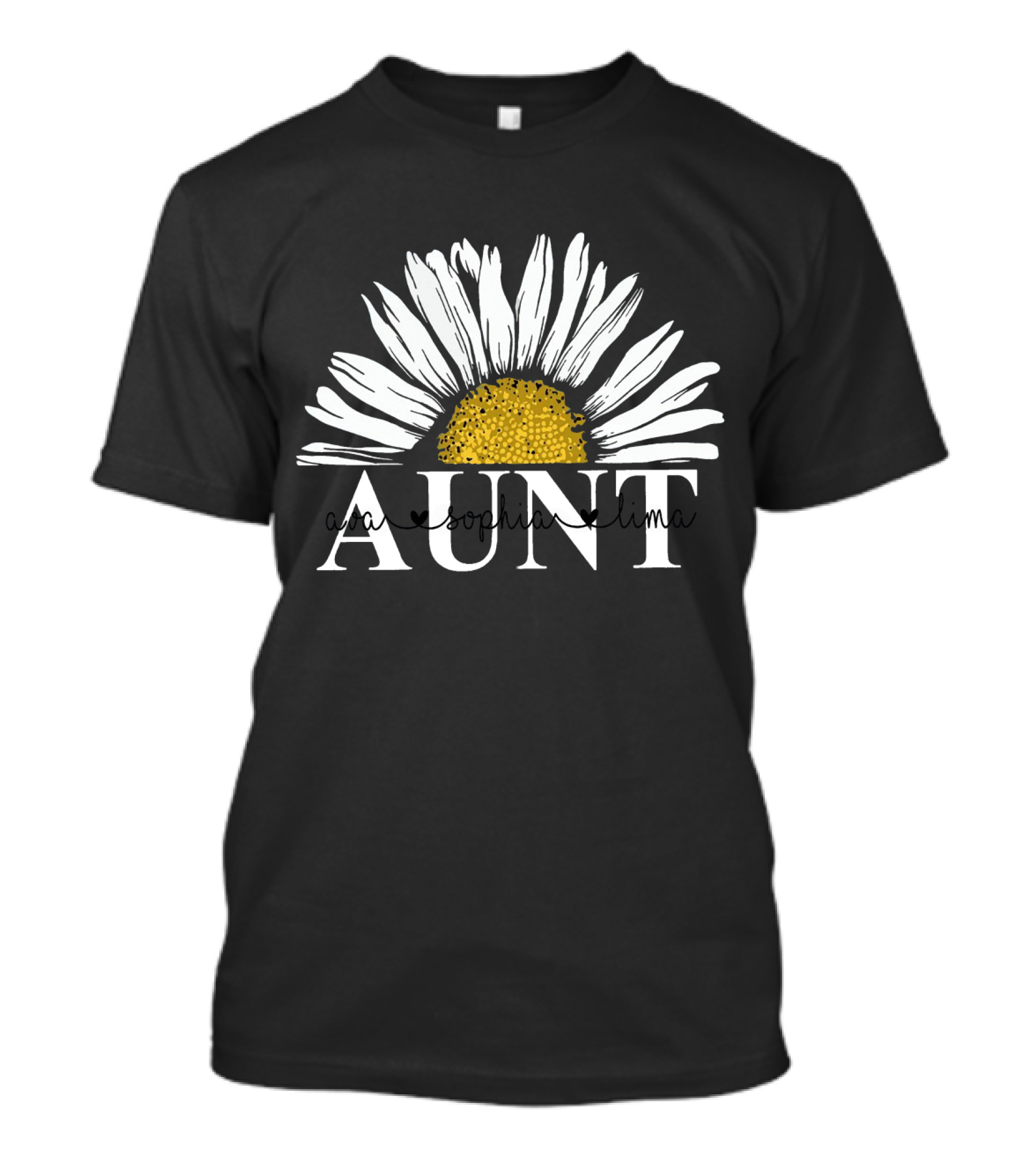 Aunt Daisy Sofia Lima Flower Text T-Shirt