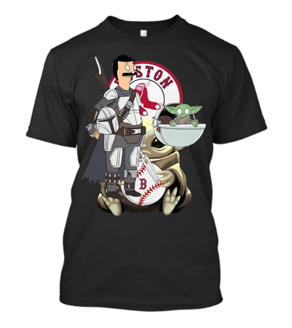 Bob's Burgers Mandalorian And Baby Yoda Boston Red Sox Crossover T-Shirt