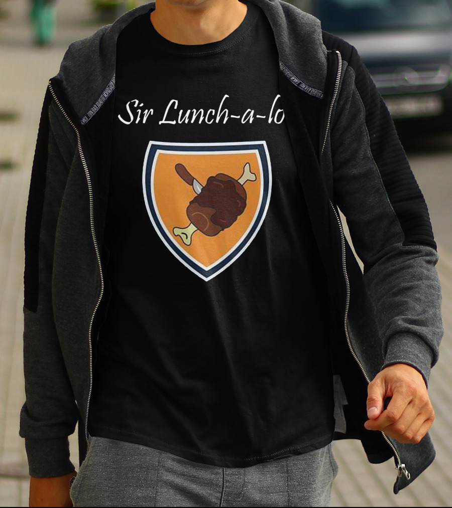 Sir Lunch-a-Lot Medieval Feast Shield Emblem T-Shirt