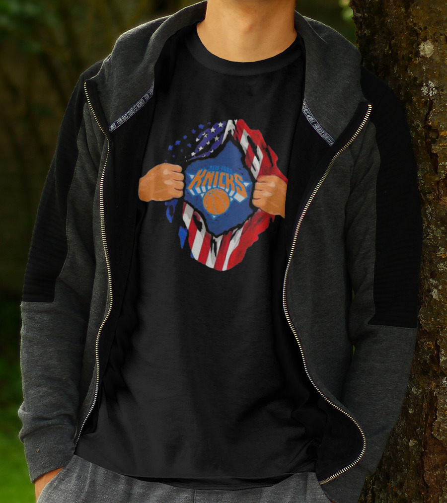 New York Knicks American Flag Inside Me Basketball T-Shirt