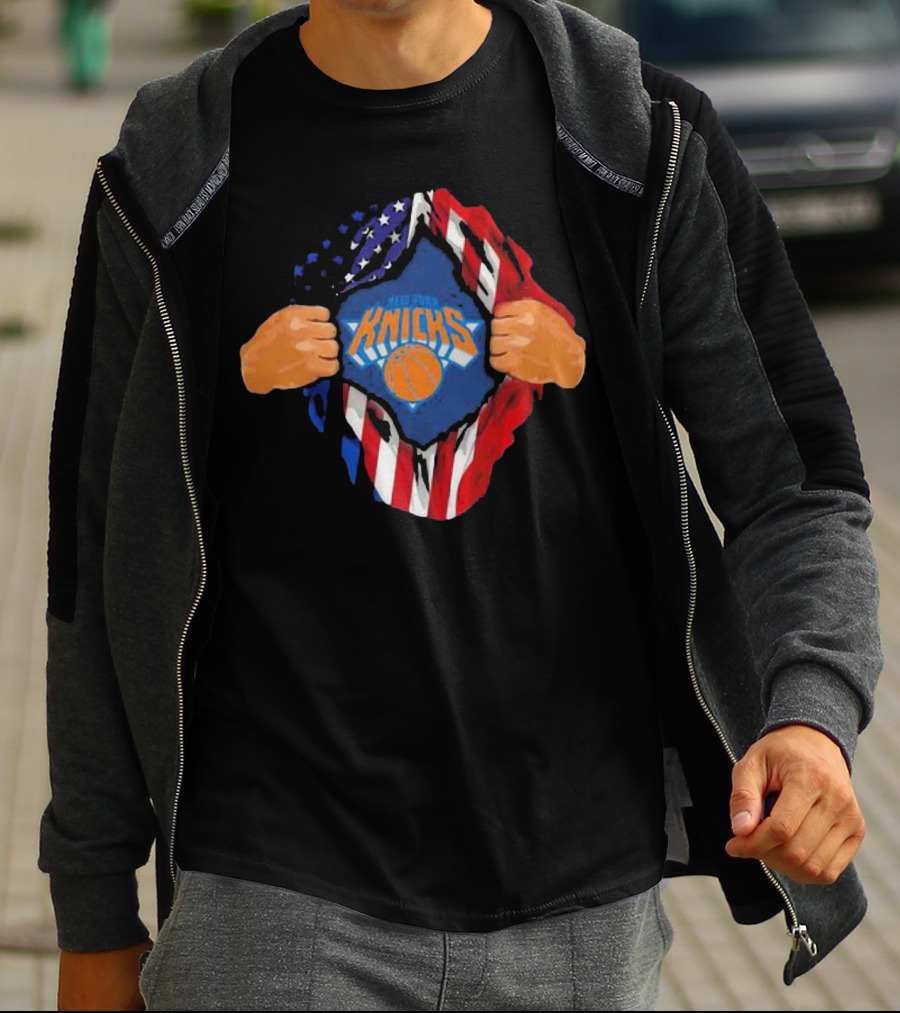 New York Knicks American Flag Inside Me Basketball T-Shirt