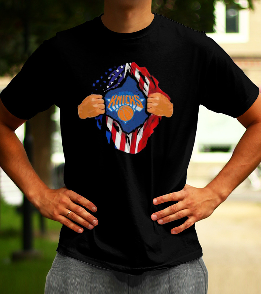 New York Knicks American Flag Inside Me Basketball T-Shirt