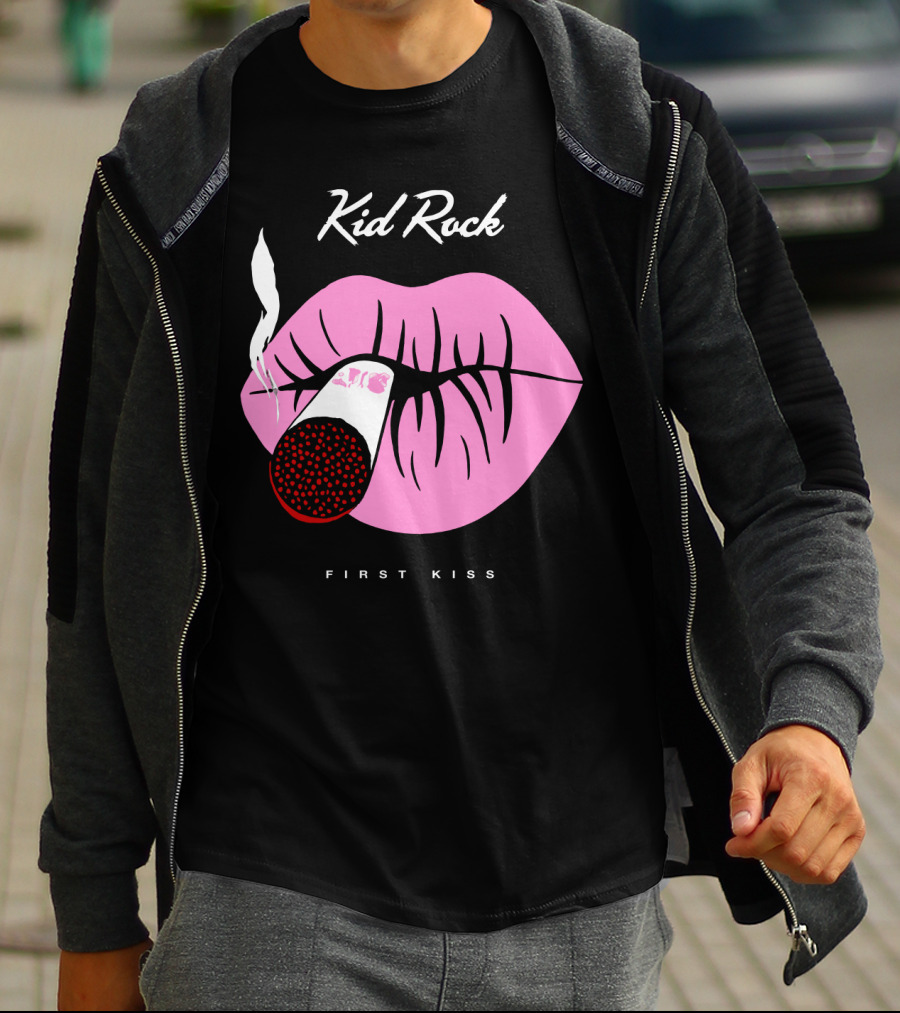Kid Rock First Kiss Pink Lips With Cigarette Smoke T-Shirt