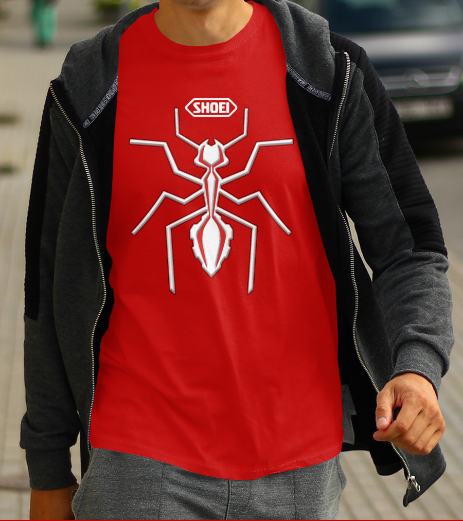 Shoei Logo Red With White Spider Outline T-Shirt