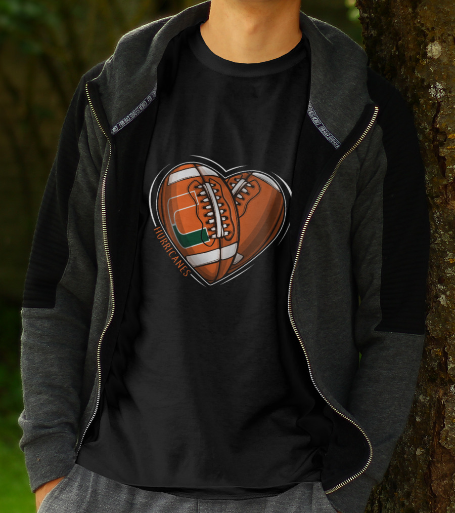 Hurricanes Heart Football NCAA Miami T-Shirt