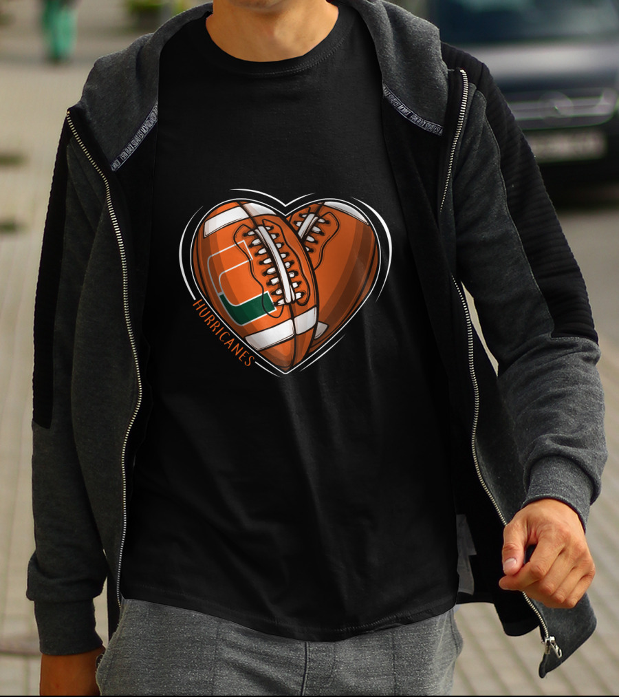 Hurricanes Heart Football NCAA Miami T-Shirt