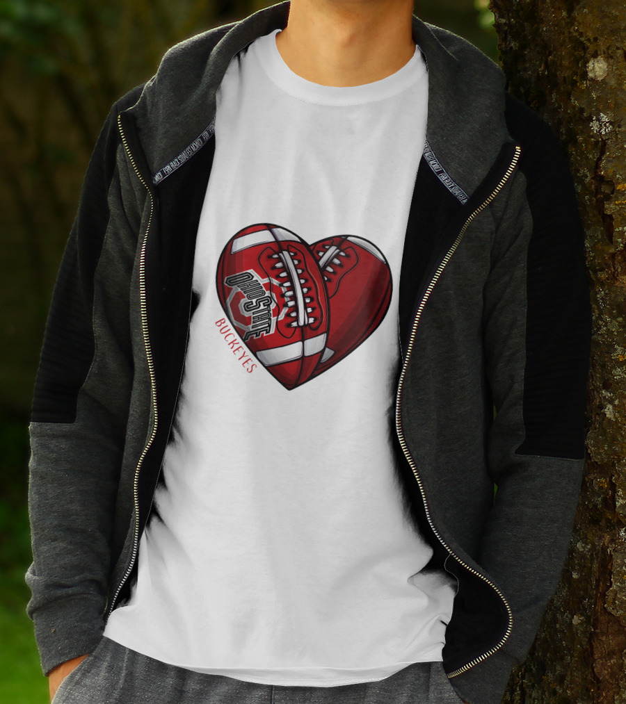 Ohio State Buckeyes Heart Football NCAA DH 90 T-Shirt