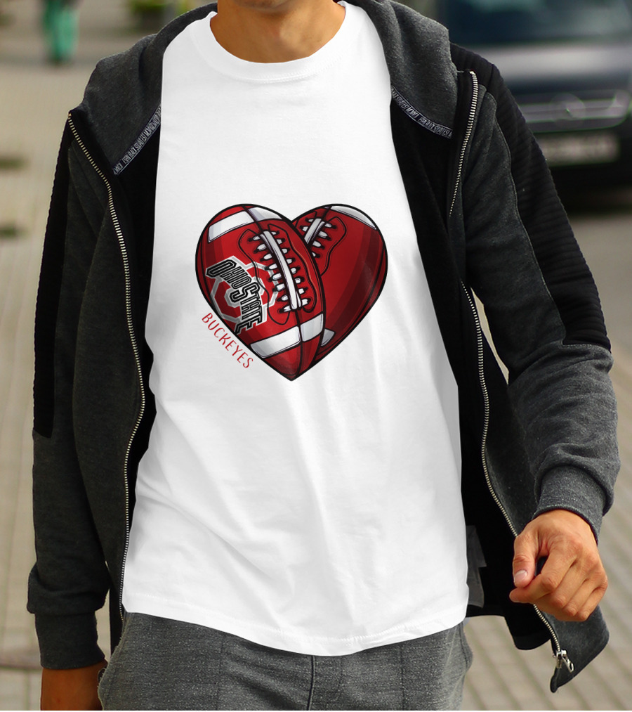 Ohio State Buckeyes Heart Football NCAA DH 90 T-Shirt