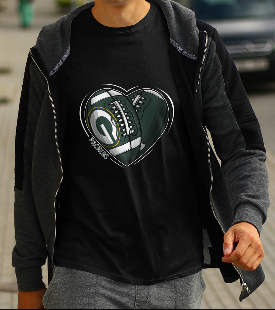 Packers Heart Football Shoes DH 90 NFL Green Bay T-Shirt