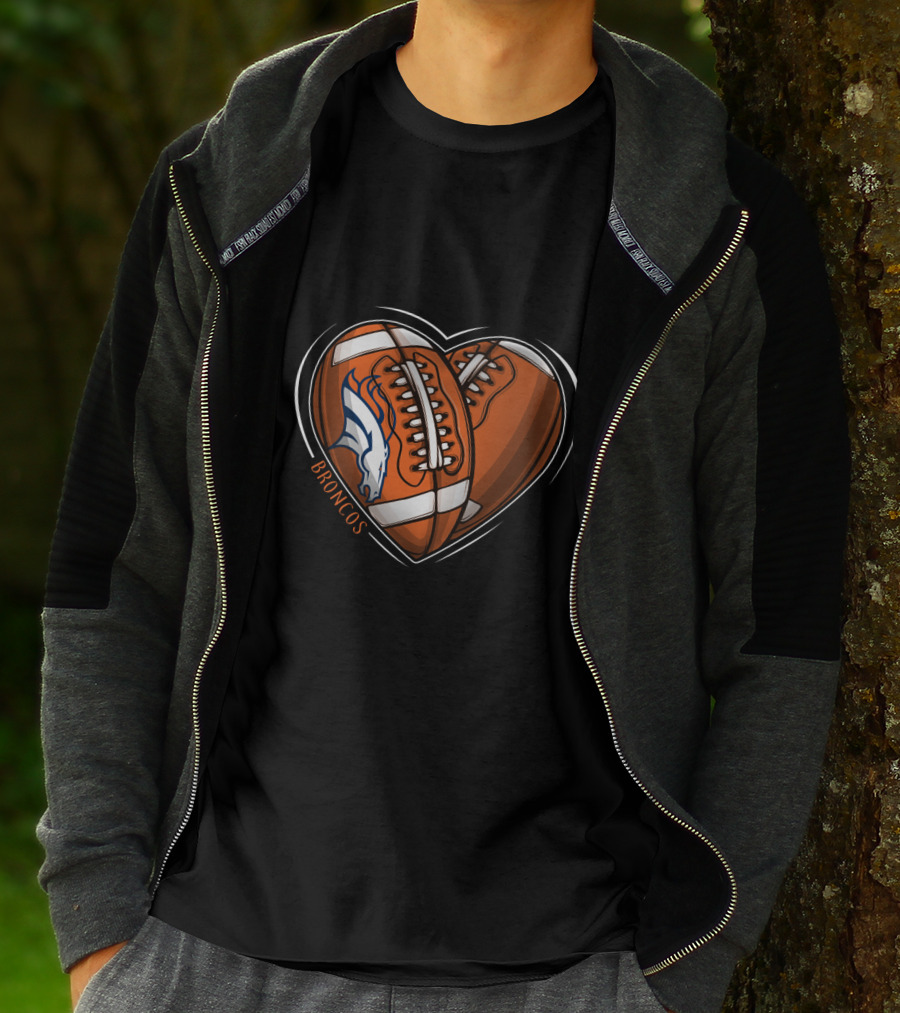 BBroncos Heart Design DH 90 NFL Denver Broncos T-Shirt